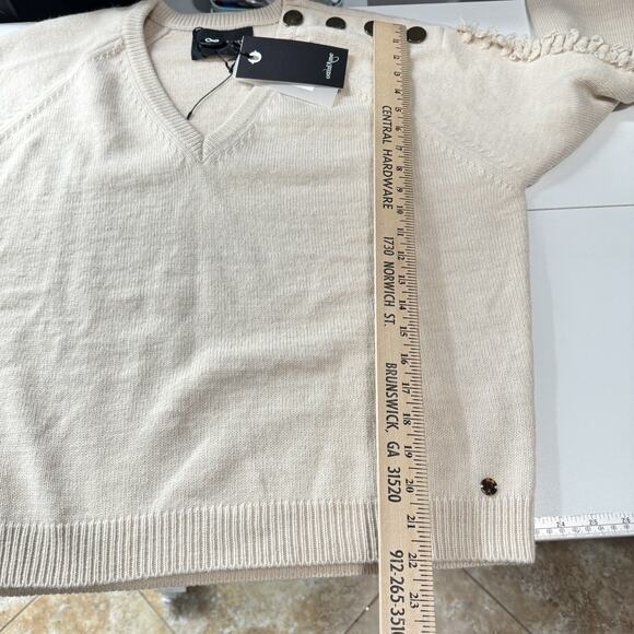 ottod'Ame Wool Blend Fringe Detail Sweater Sz 8 Beige Relaxed Boho Quiet Luxury - Picture 12 of 12